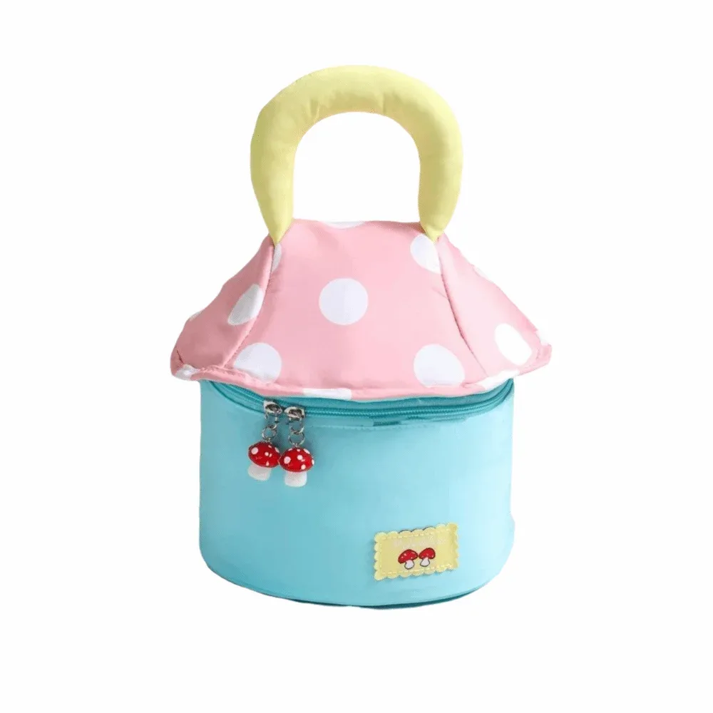 trousse de maquillage mignonne de grande capacité, maison de champignon, trousse à cosmétiques esthétique à main, trousse de toilette multifonctionnelle à fermeture éclair pour dames