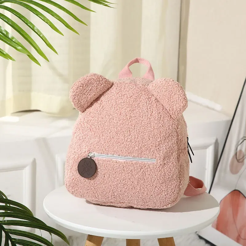sac à dos en peluche mignon petit ours oreille sac à dos grande capacité dessin animé étudiant sac à dos