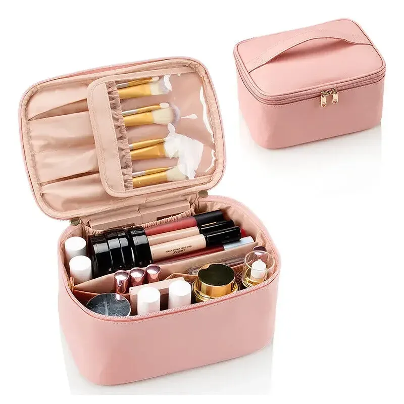 sac de rangement de toilette étanche en pu de grande capacité, sac de cosmétiques portable de voyage à la mode pour femmes et hommes