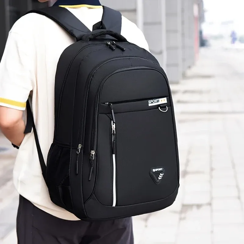 sac à dos noir sportif tendance avec détails multicolores pour un usage quotidien, voyage scolaire, sac pratique et durable de grande capacité