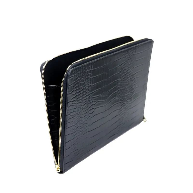 sacoche pour ordinateur portable en cuir avec initiales personnalisées gratuites, sac d'affaires tendance, housse de protection contre les chutes portable, chancelier, 13 pouces