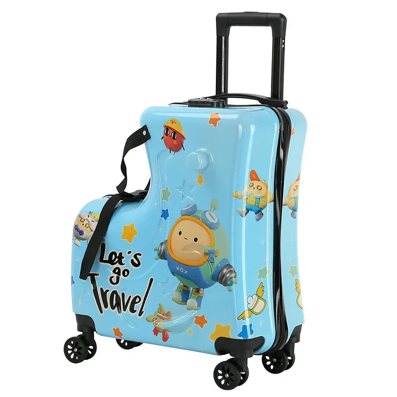 nouvelle valise à main de dessin animé 20 pouces-bagage à serrure tsa pour enfants avec roues silencieuses, sac à main léger pour avion garçons et filles