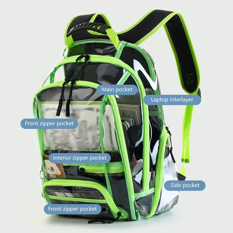 sac à dos transparent en pvc pour l'été, imperméable, pour la natation, la plage, la randonnée en extérieur, les concerts, sac à dos tendance avec fenêtre de visualisation