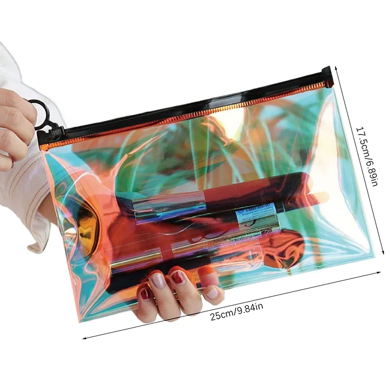 sac à cosmétiques transparent laser pour femmes, joli sac de maquillage, pochette étanche pour voyage, lavage, trousse de beauté, organisateur