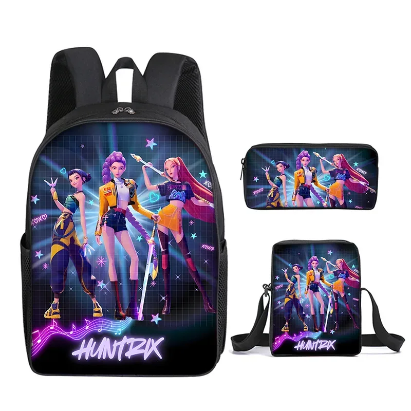 Sac à dos pour enfant avec poche avant, sacs à bandoulière, trousses à crayons pour les enfants de 5 à 10 ans, sacs d'école KPop Demon Hunters pour garçons et filles