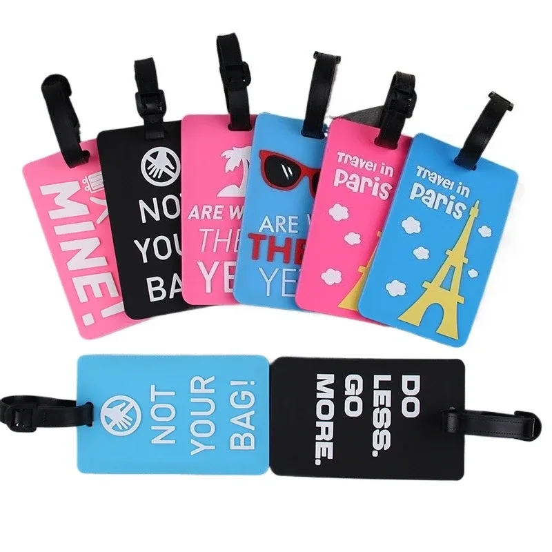 étiquette de voyage en pvc souple pour hommes et femmes, étiquette de nom de valise, étiquettes d'avion, acces