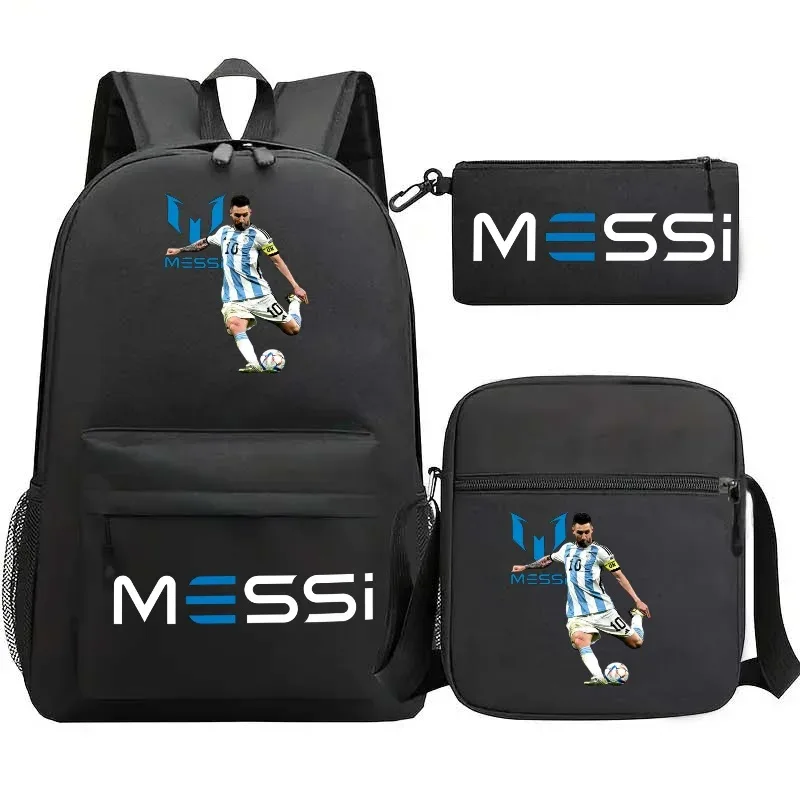 lot de 3 sacs à dos messi en nylon, simples, pour le sport, avec compartiment pour ordinateur portable, sacs à dos décontractés pour l'école, les voyages et les trajets quotidiens