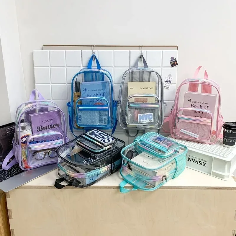 nouveau mini sac à dos transparent tendance pour étudiant, sac de voyage en pvc transparent, sac à dos de plage imperméable polyvalent pour l'été