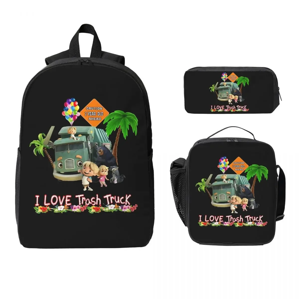 sac à dos de dessin animé hank and trash truck, sac d'école pour garçons et filles, sacs à bandoulière pour ordinateur, sac à déjeuner isolé 3ps, trousse à crayons