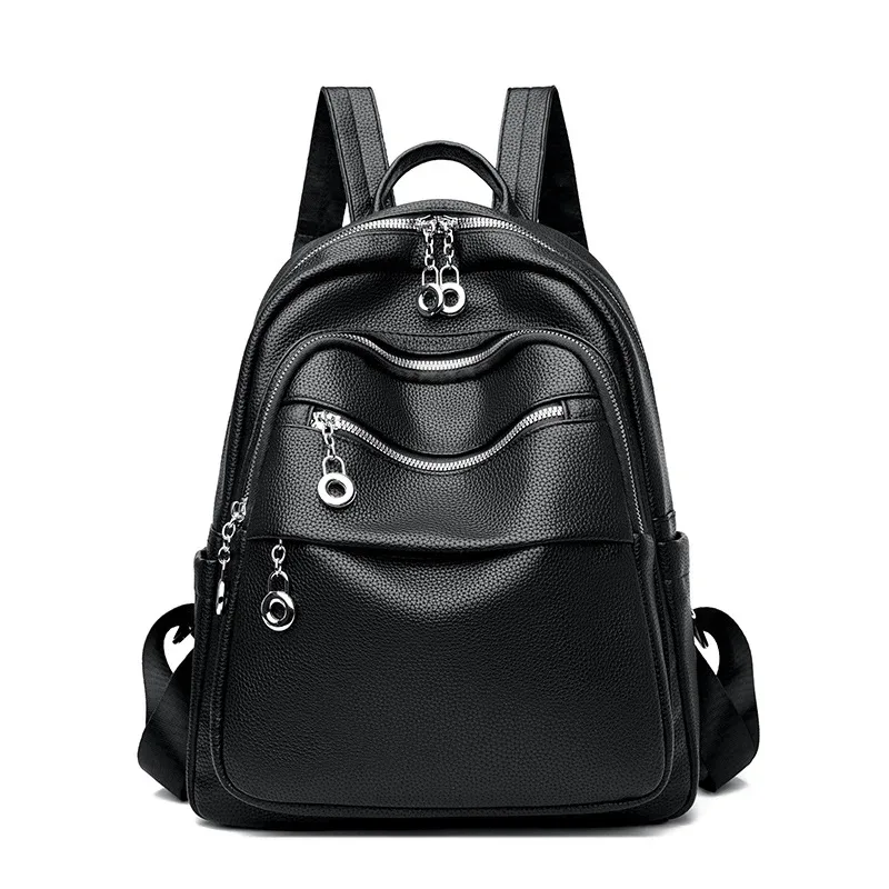 sac à dos multi-couches élégant en pu, grande capacité, simple, pour les trajets quotidiens et les étudiants