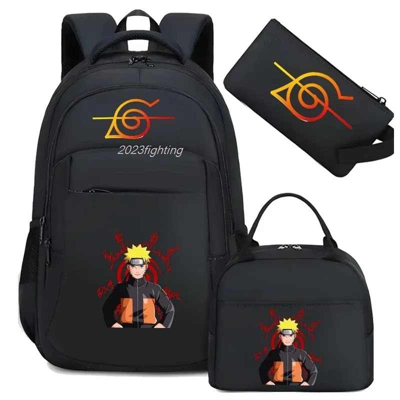 sac à dos uzumaki naruto uchiha sasuke pour hommes, sac à dos de voyage décontracté pour ordinateur portable, 3 pièces, sac à dos oxford, sac d'école pour hommes, mochila