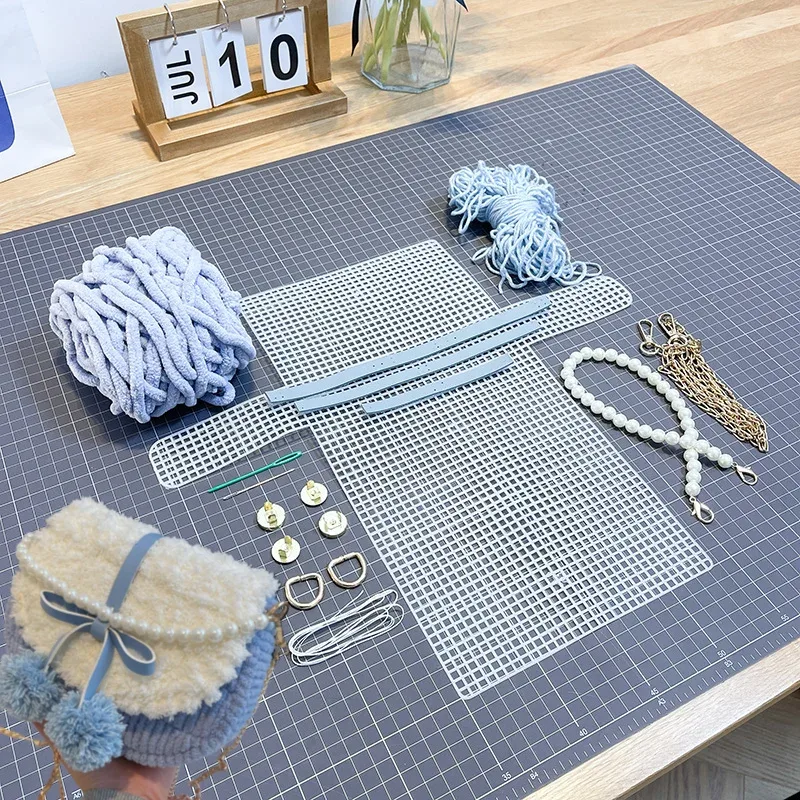 kit de sac à bandoulière en fil de maille, kit de sac cousu à la main, facile à utiliser pour débutant, cadeau artisanal pour petite amie