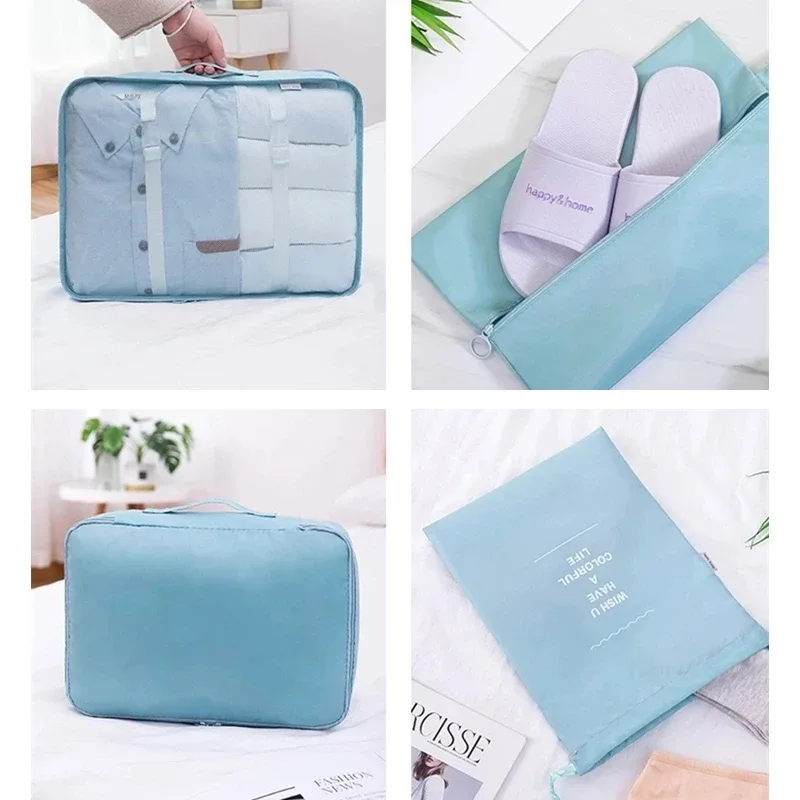 sacs de voyage en poudre pour soutien-gorge et chaussures, ensemble d'emballage de valise, étuis de rangement, 6/8/9 pièces/ensemble