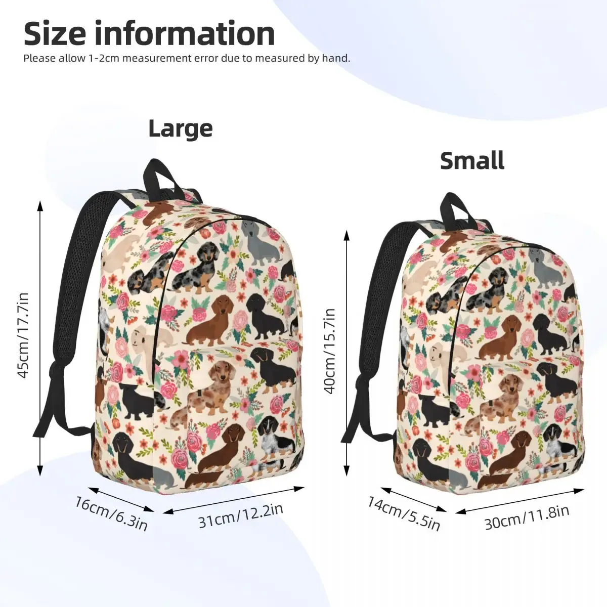 sac à dos floral vintage dachshund dogs pour garçons et filles, cartable d'école pour enfants, sac à dos alth, sac de jardin d'enfants, sac d'extérieur