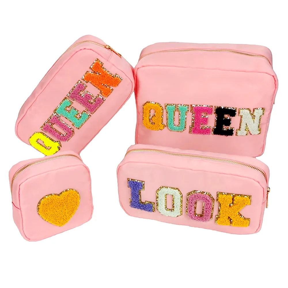 trousse de toilette en nylon personnalisée pour femme et fille, poudres cosmétique de voyage, fermeture éclair, document solide, trousse de maquillage personnalisée, diy
