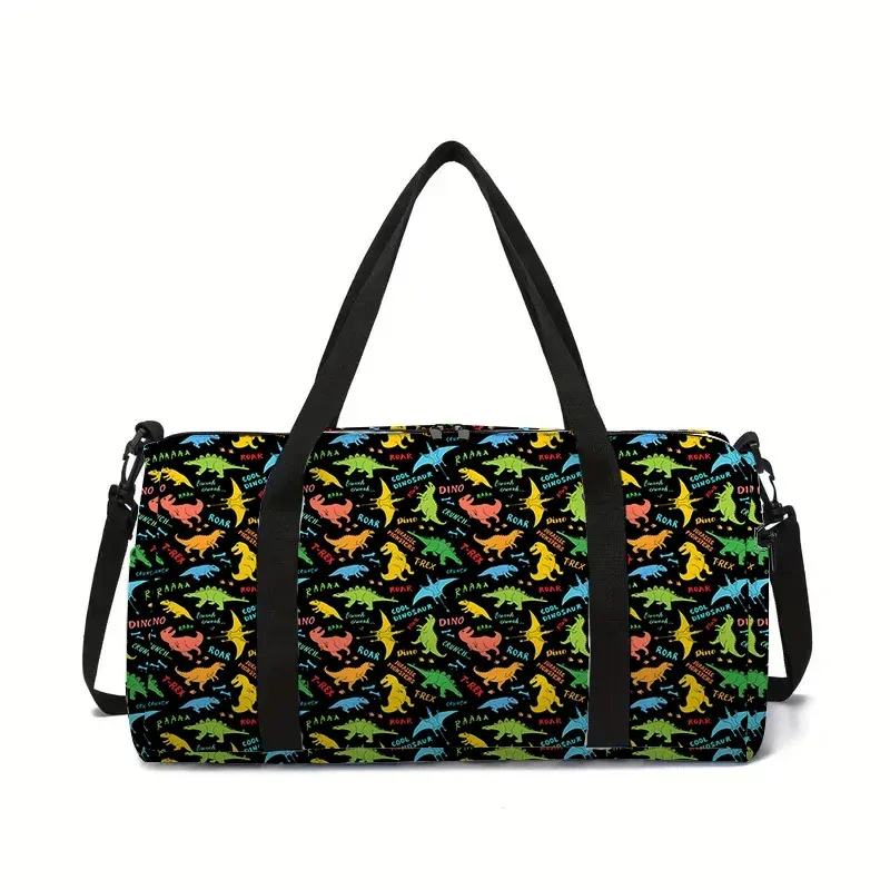 sac à bagages de grande capacité avec motif de dinosaure de dessin animé pour garçons/filles, meilleurs cadeaux, sac de fitness extérieur 2d pour enfants