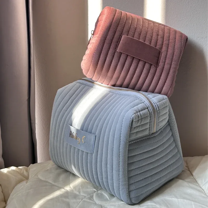 trousse de maquillage avec nom personnalisé, organisateur de voyage en velours de qualité supérieure, trousse de cosmétiques de toilette, cadeau de mariage personnalisé pour demoiselle d'honneur