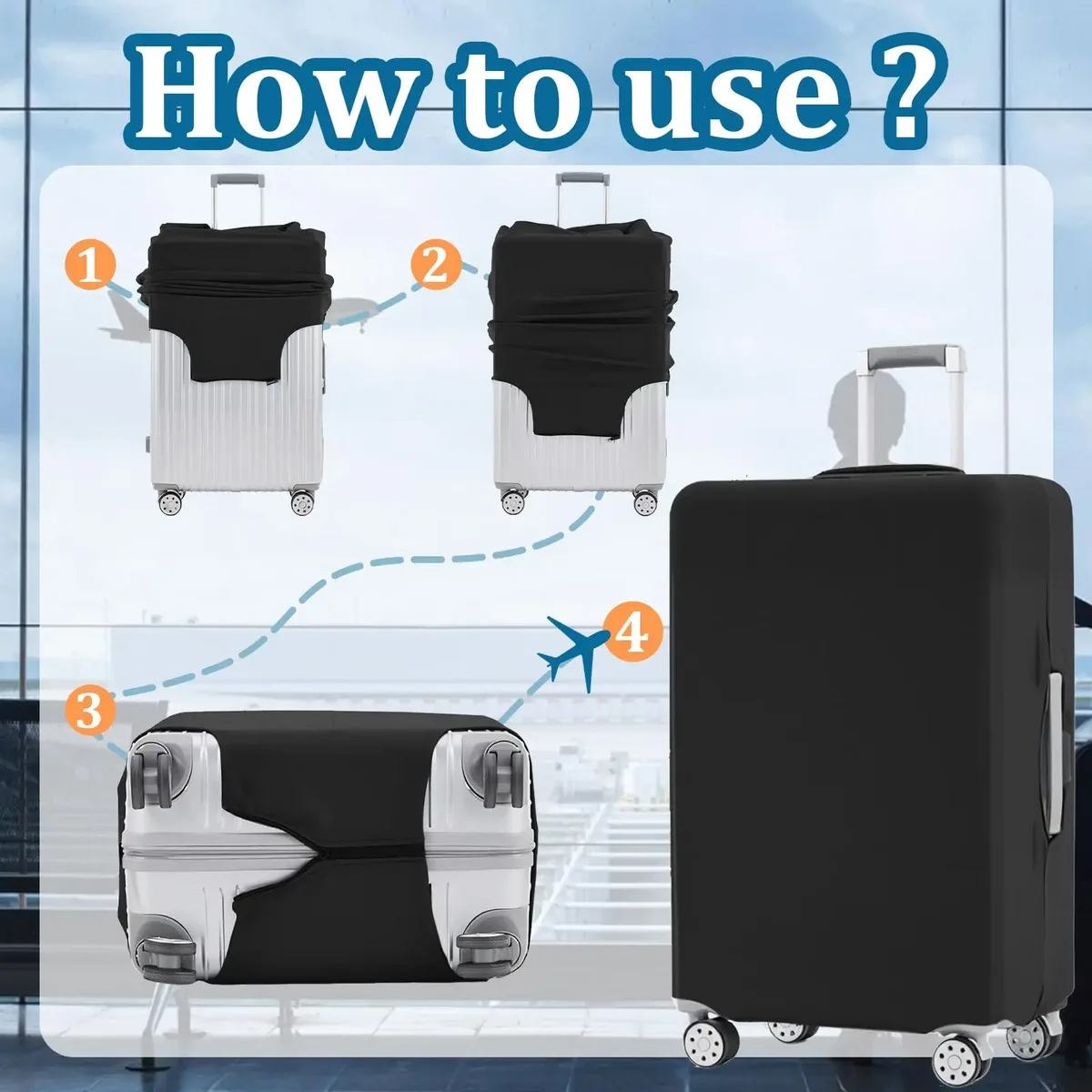 housse de bagage personnalisée 18-32 pouces, protection de valise personnalisée avec nom, photo, texte, housse de voyage élastique double face lavable