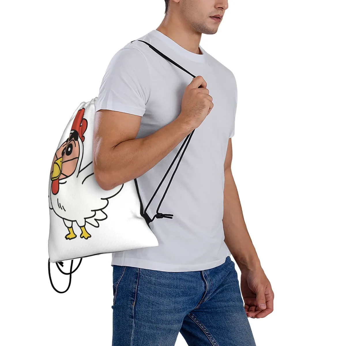 sac à dos à cordon de serrage crayon shin-chans, sac de sport résistant à l'eau pour la randonnée