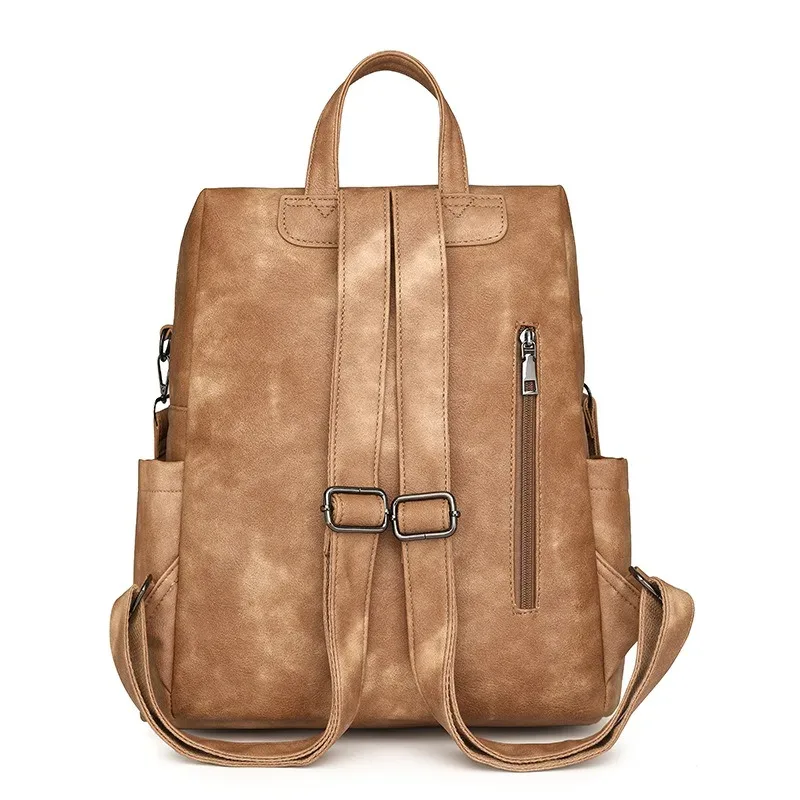 sac à dos en cuir pu pour femmes, imperméable, antivol, grande taille, mode rétro, voyage, collège, travail, portefeuille, sac à bandoulière, 2025