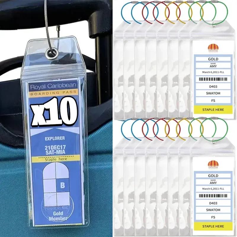 nouveau porte-étiquette de bagage de croisière, fermeture éclair étanche, pvc transparent, accessoires en plastique, acier inoxydable pour les croisières royal caribbean