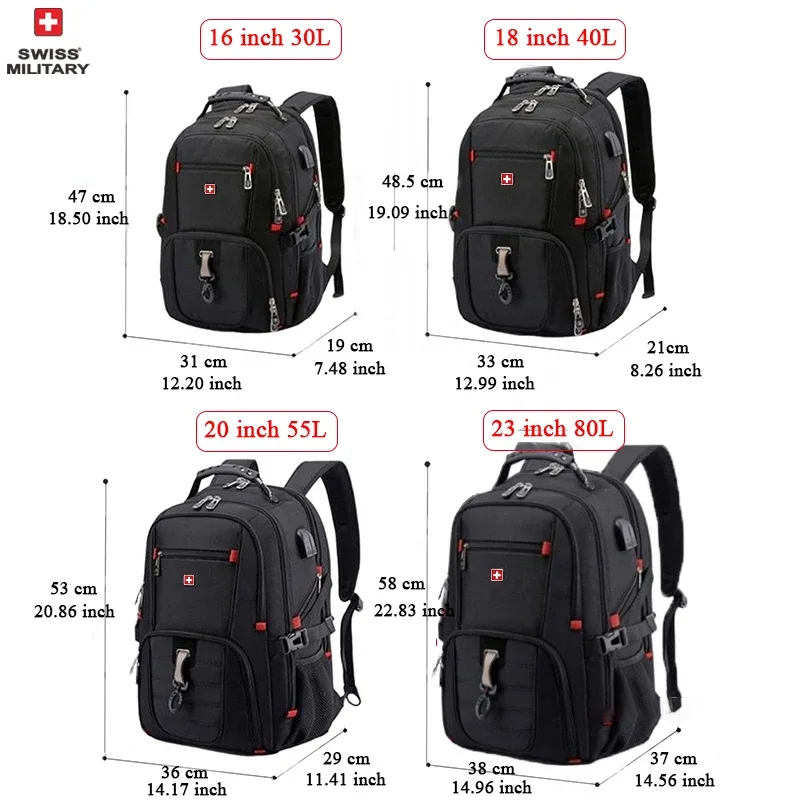 sac à dos étanche pour homme, sacs pour ordinateur portable, sacs de voyage scolaires, style suisse, grande capacité, sac à dos d'affaires, 15.6 ", 17"