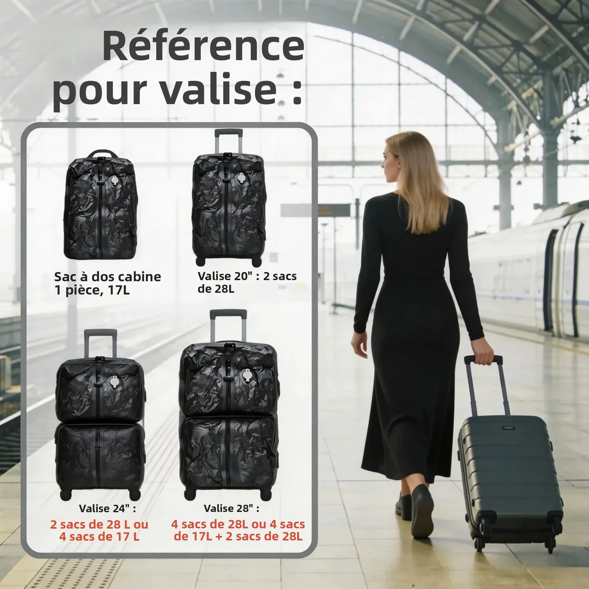 sacs de rangement sous vide en tpu 28l, sacs de voyage imperméables, cubes d'emballage, organisateur, accessoires de voyage, sac de voyage