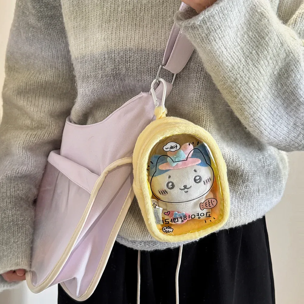 sac de rangement de poupée en peluche de 10cm, pochette suspendue de personnage de dessin animé k-pop, sac de transport de poupée ita pour étudiants, sac à dos transparent en pvc pendentifs