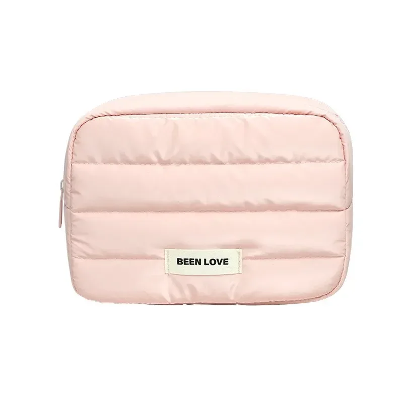 trousse de maquillage puffer grande capacité pour femmes, organiseur de maquillage esthétique, pochette portable à fermeture éclair, sac de rangement de voyage