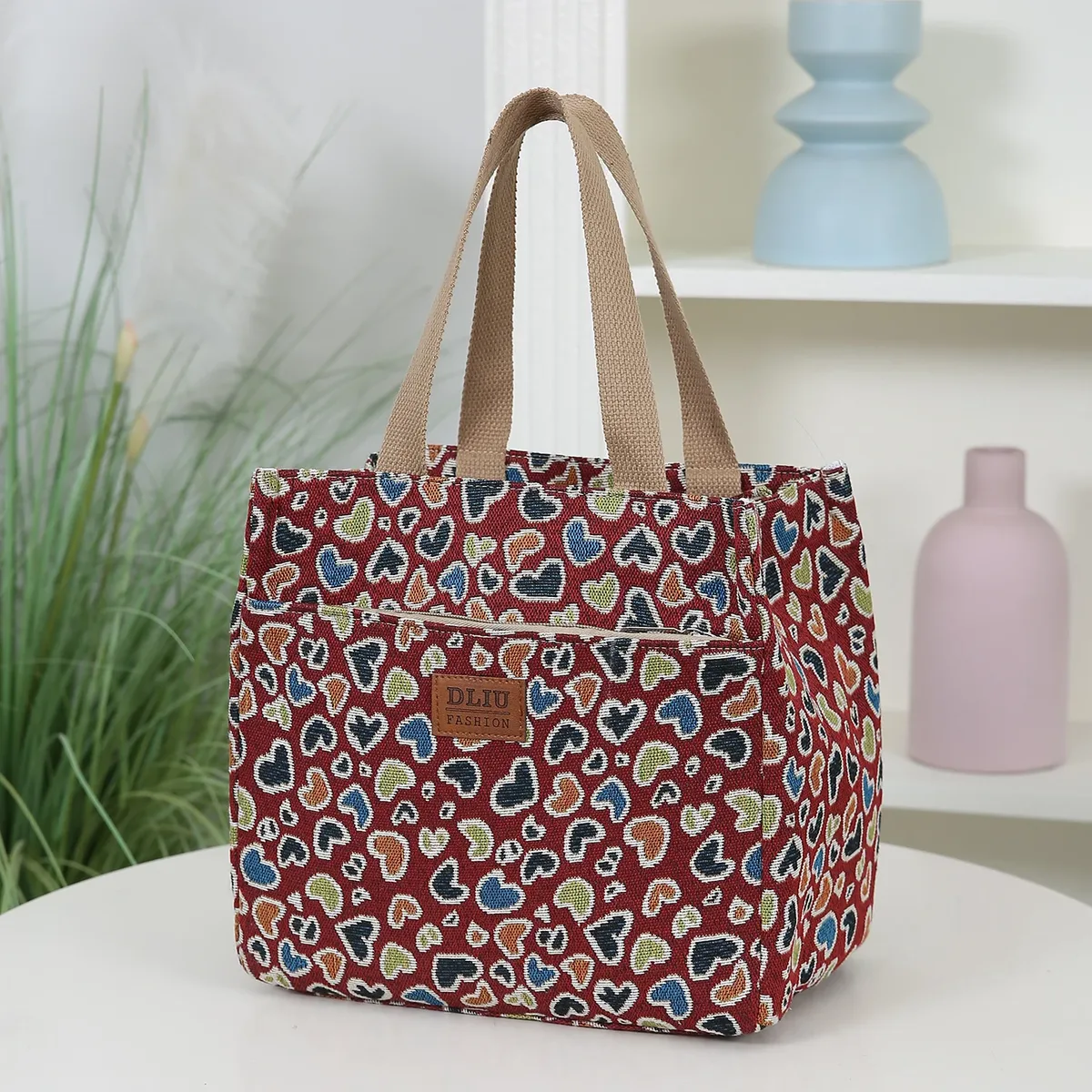 grande capacité, doublure en aluminium, poche avant zippée, sac à main, sac à lunch, sac de rangement pour boîte à lunch, sac portable pour articles divers