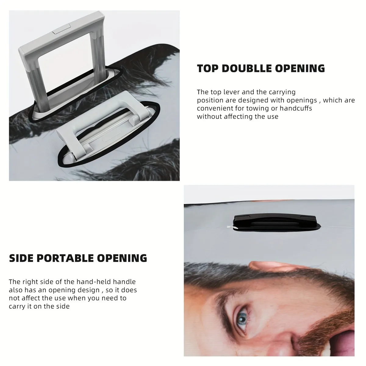 housse de bagage personnalisée avec fermeture éclair - personnalisez avec vos propres images et texte, impression recto-verso, polyester extensible, lavable en machine