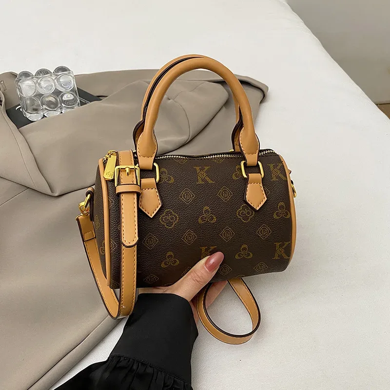 nouveau sac boston pour femme, style classique, motif floral, sac à bandoulière, sac à main en cuir souple, petit sac carré, usage quotidien