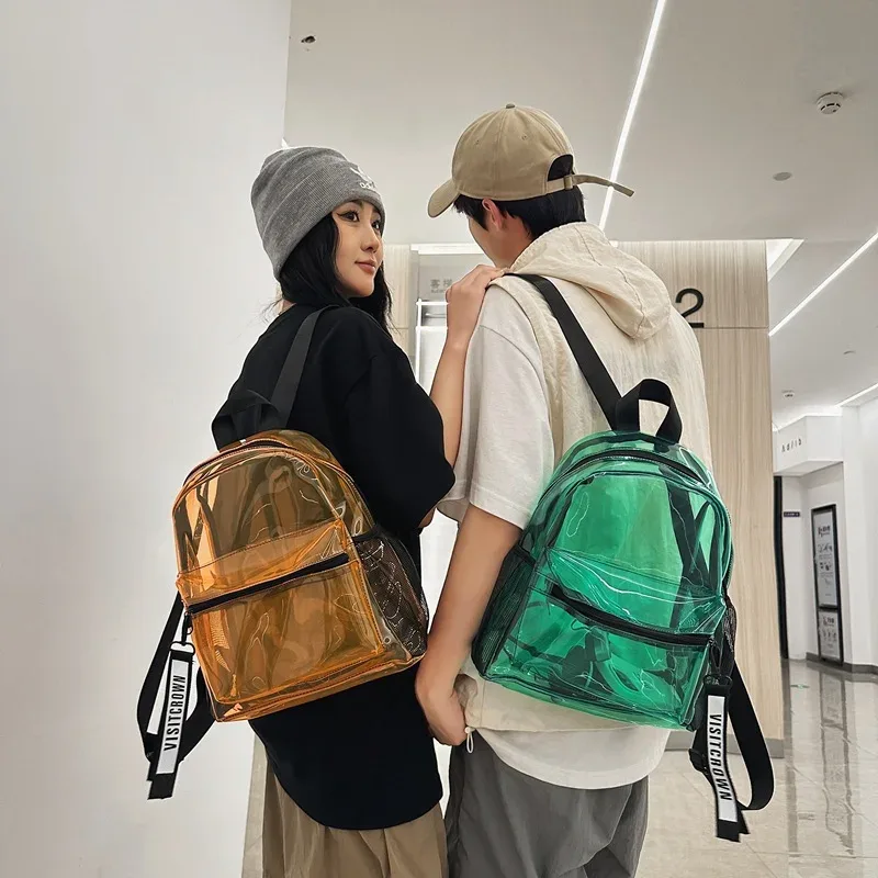 sac à dos transparent en gelée, sac de plage décontracté, sac à bandoulière double polyvalent pour les élèves du collège et du lycée et les étudiants de l'université