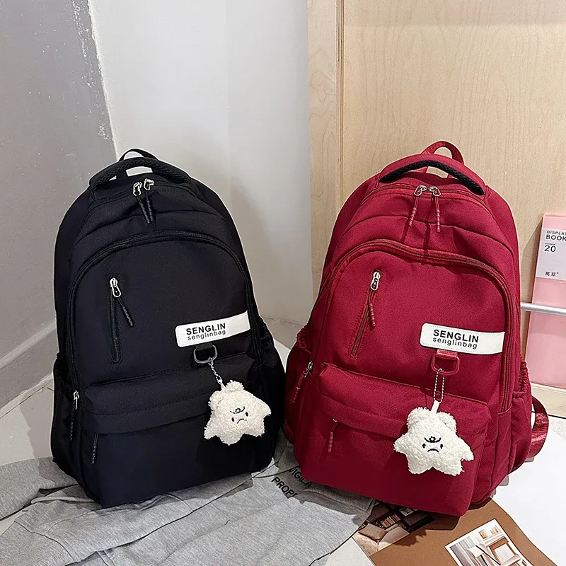 sac à dos chimred pour femme, grande capacité, sac d'école léger, voyage décontracté, sac piedmont avec pendentif mignon