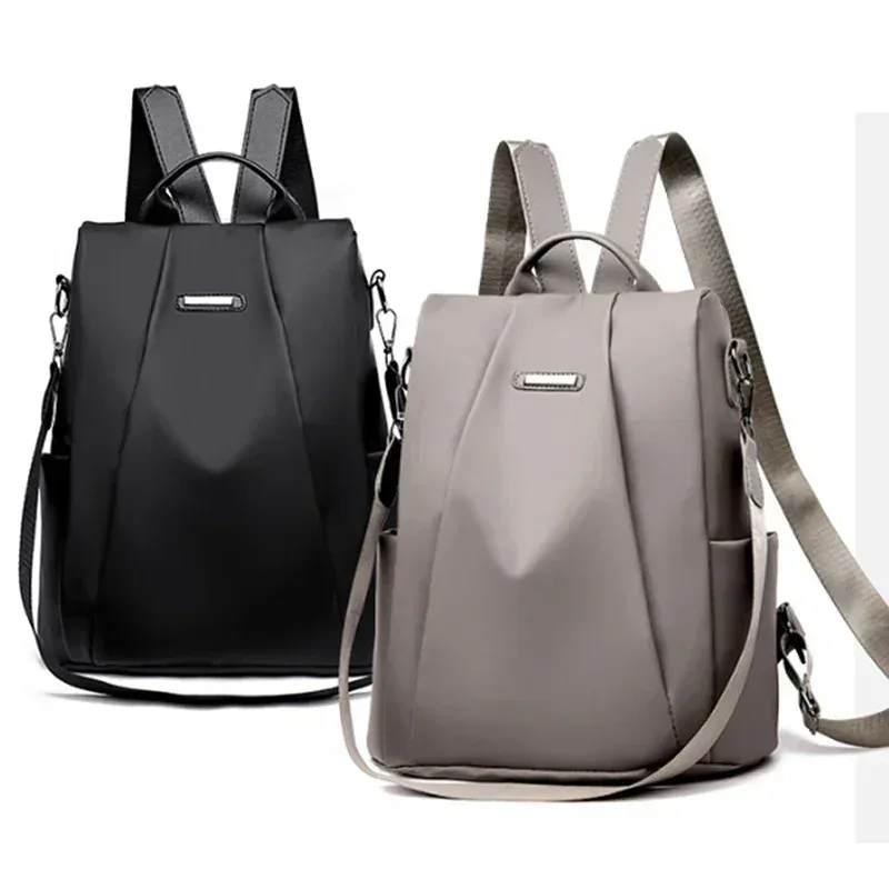 Sac à dos multifonctionnel en nylon pour femmes, couleur unie, léger, imperméable, grande capacité, bandoulière détachable, nouvelle mode