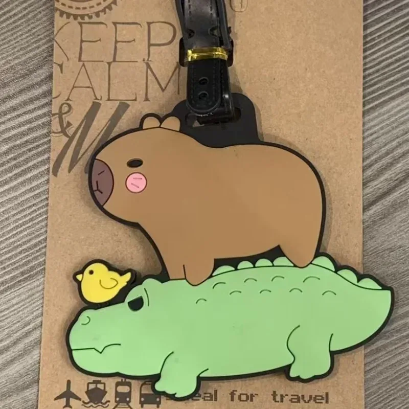 accessoires de voyage étiquette de bagage dessin animé capybara pvc valise id addres support bagages étiquettes d'embarquement étiquette portable