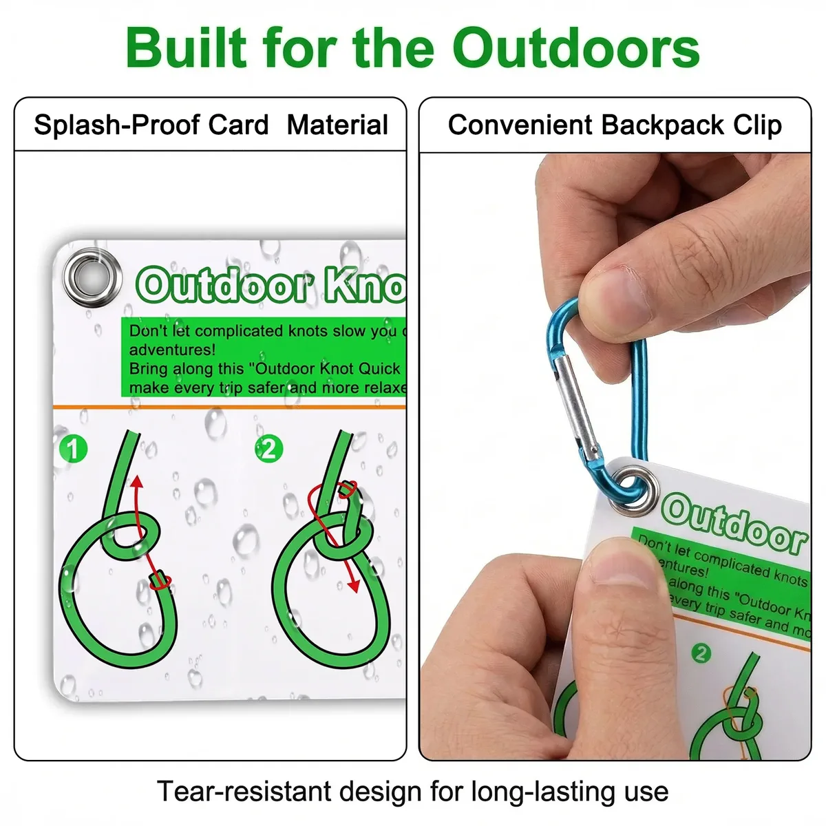 cartes de guide pour la nouage de nœuds en extérieur, en plastique imperméable, équipement de survie d'urgence pour sac à dos, pour scouts, randonneurs, cadeaux de camping