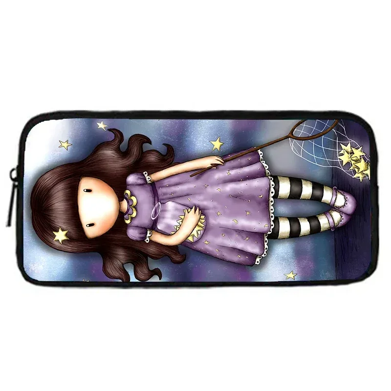 gorjuss santoro sacs à crayons pour enfant, sacs à crayons d'école pour enfants cerveau de dessin animé pour filles, grande et simple trousse à crayons pour enfants