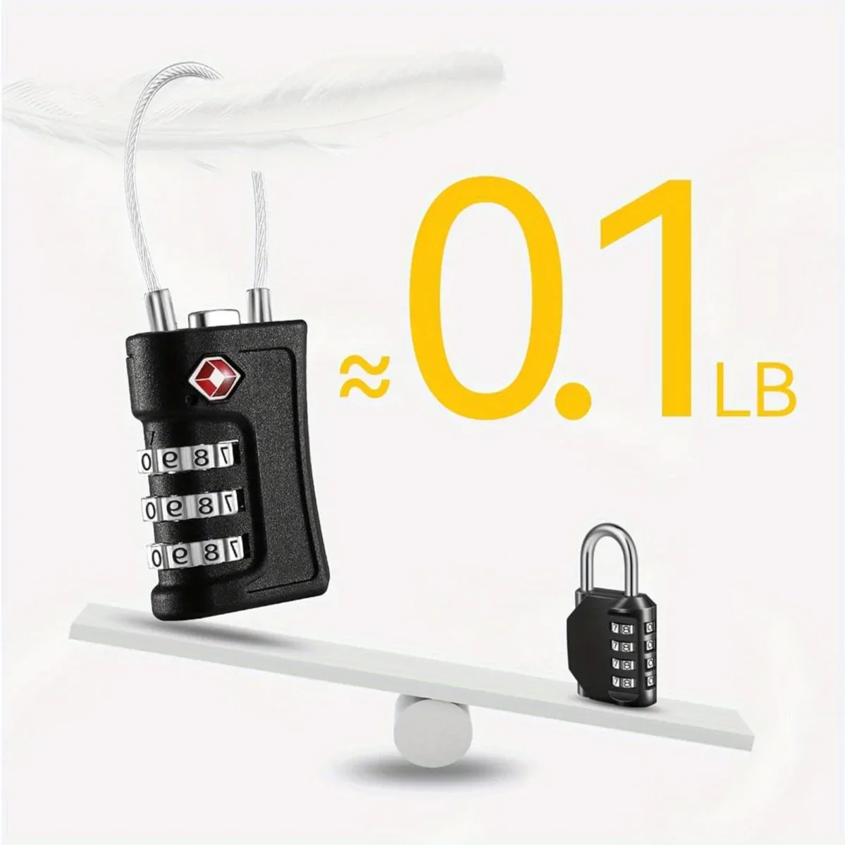 lot de 4 cadenas à code douanier tsa pour bagages de voyage, cadenas noir à design contrastant, cadenas à combinaison à 3 chiffres, code modifiable