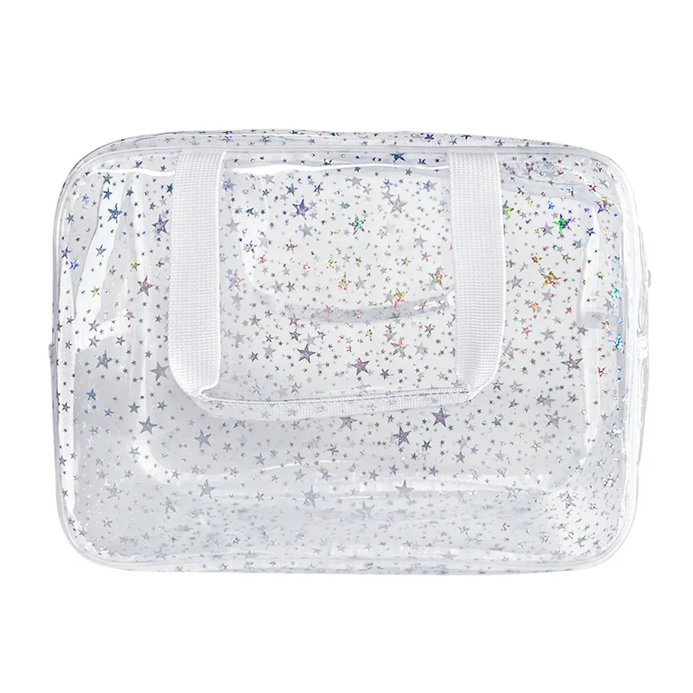 nouveauté sac cosmétique pour femmes portable voyage trousse de toilette durable pvc matériel fermeture éclair grand organisateur de maquillage clair