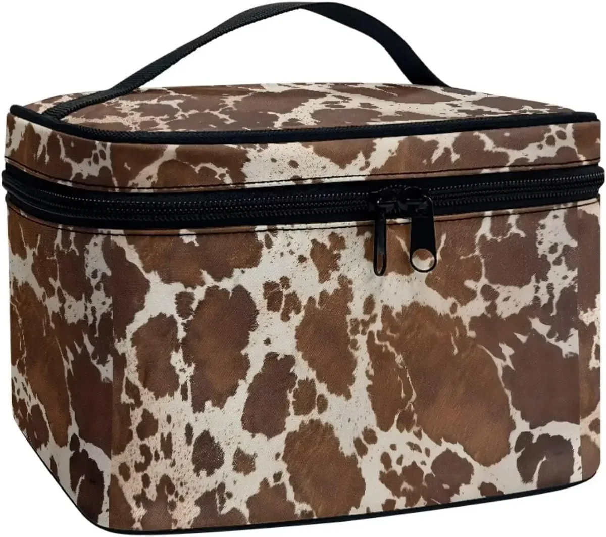 bronwn-trousse de maquillage portable avec fermeture à glissière, sac de toilette, fourre-tout pour cosmétiques, poudres imprimées, rétro, salle plus lente