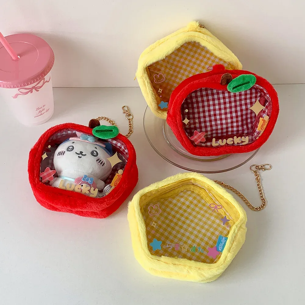 pendentifs de sac pour femmes, dessin animé pomme étoile, mignon peluche kawaii, breloques de sac doux, sac k-pop anime, sacs de rangement multifonctionnels pour filles