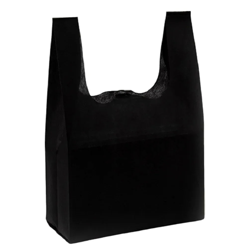 sacs de courses non tissés de couleur unie, sac à main portable de grande capacité, respectueux de l'environnement, sac de rangement épais et durable, 50 pièces