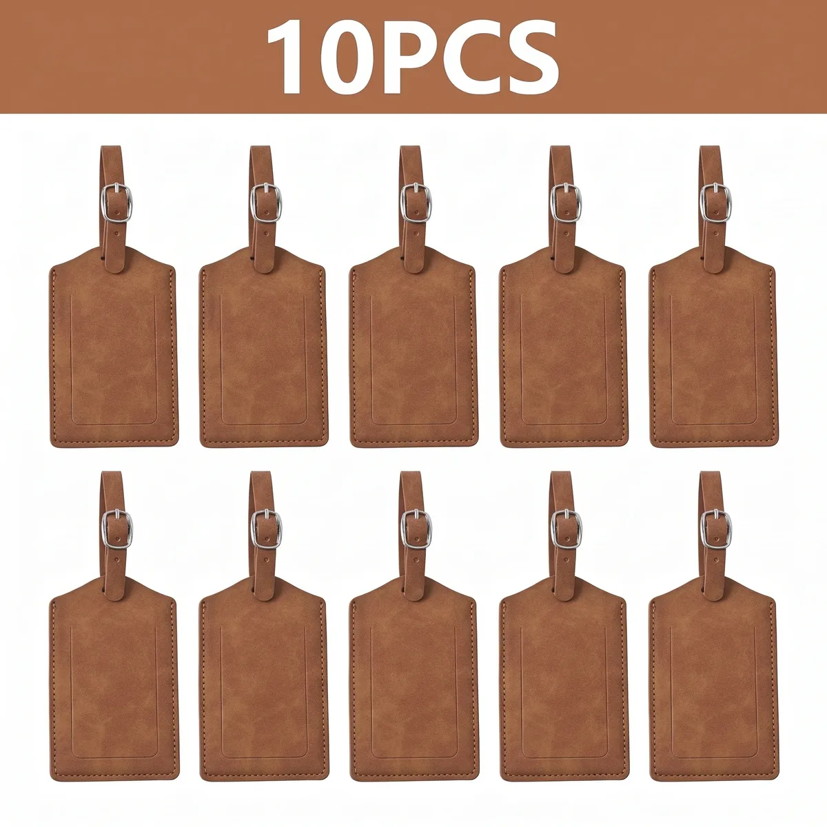 étiquettes de bagage en cuir pu, 3/5/8/10 pièces, avec boucle métallique réglable, anti-perte, étiquette d'identification de valise, étiquettes de bagage de voyage colorées
