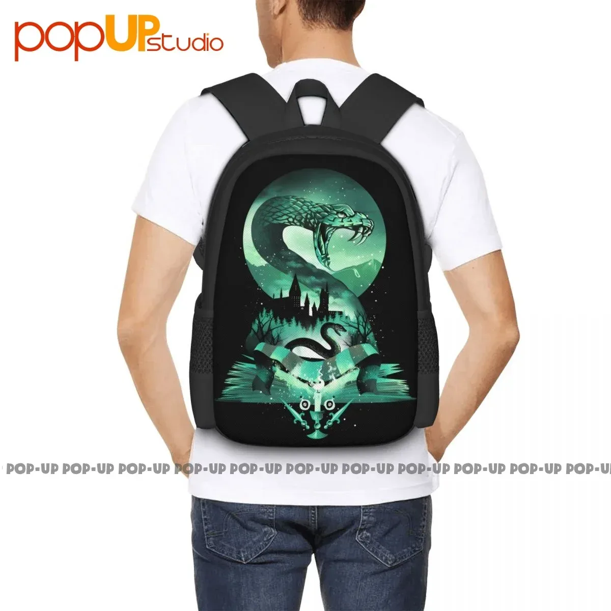 sac à dos house of slytherin viper de grande capacité, vêtements personnalisés d'entraînement à la mode