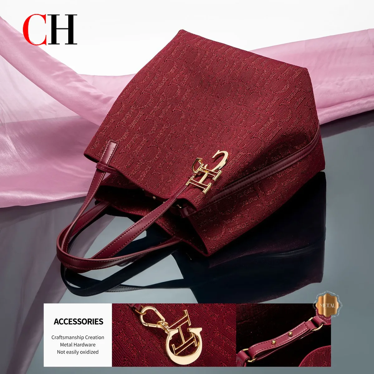sac à main pour femme ch, grande capacité, simple, pour les trajets quotidiens, polyvalent, couleur unie, design imprimé avec des lettres, sac à bandoulière