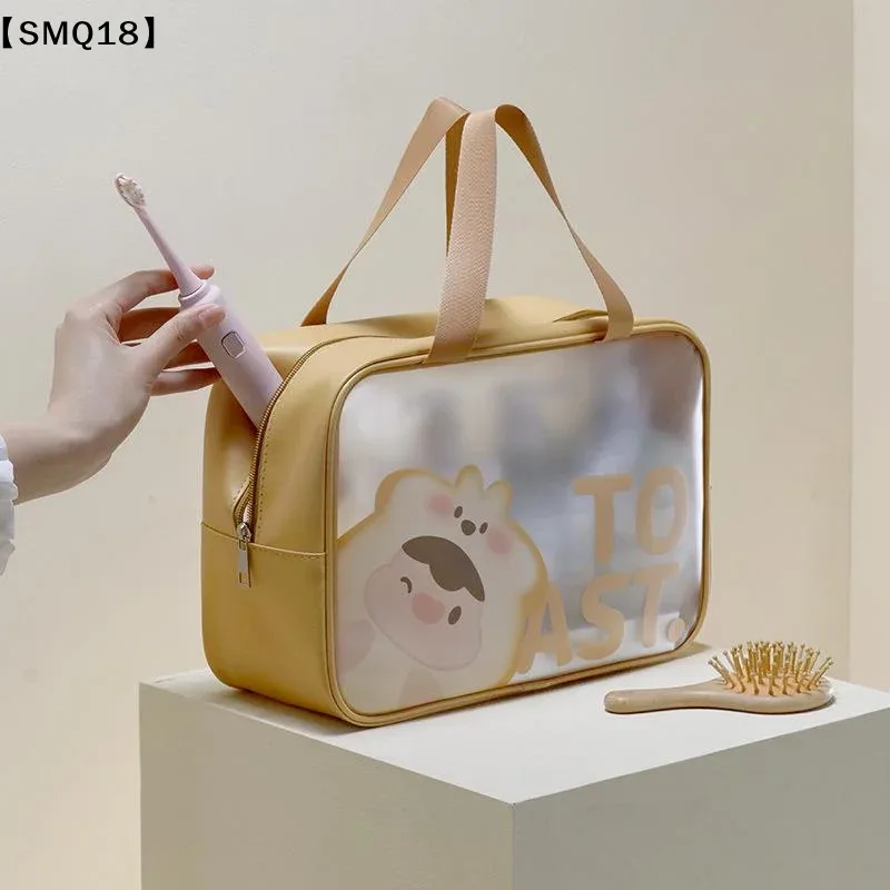 1 pièce Trousse de maquillage imperméable givrée de grande capacité, sac de toilette transparent portable, trousse de maquillage à motif de dessin animé peu encombrante【SMQ】
