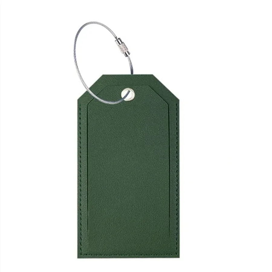 étiquette de bagage en cuir pu bloquant rfid, étiquettes de valise, étiquettes nominatives avec lanière en fil et carte en papier, accessoires de voyage sécurisés pour vacances