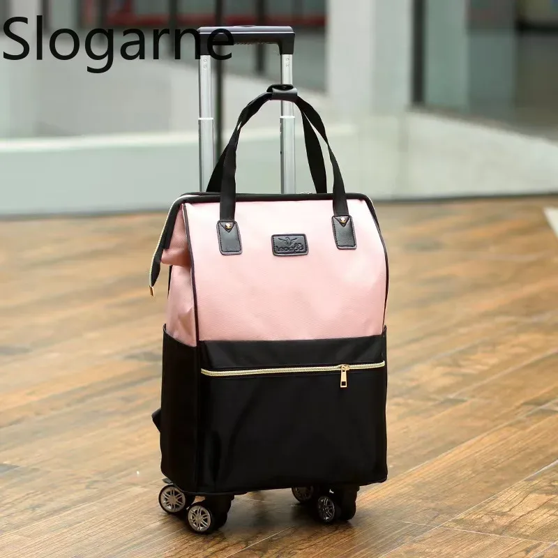 Sac de voyage de grande capacité pour femmes et hommes, avec 4 roues, sac à dos à roulettes Oxford, sacs à bagages roulants, sac de chariot à la mode
