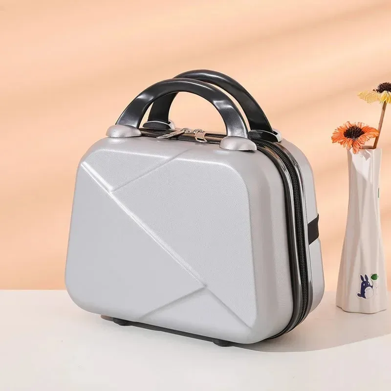 sac de maquillage de voyage pour femmes de 14 pouces, mini valise compacte en plastique abs, design uni, idéal pour un usage personnel
